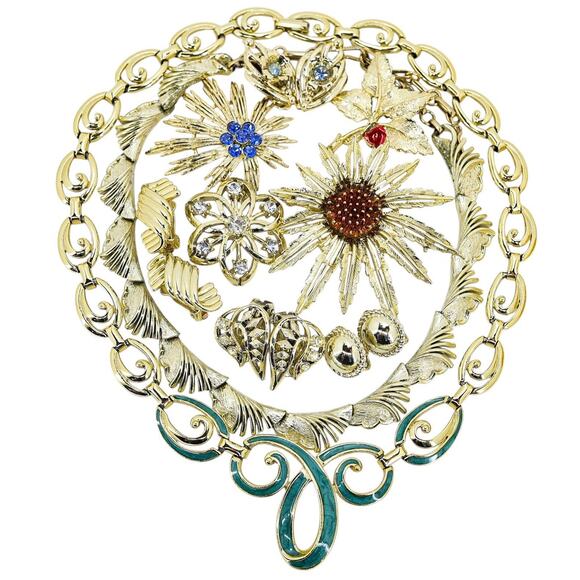 Unbranded Jewelry - Vintage Light GoldTone Jewelry Lot Incl Coro Sarah Coventry Starburst Brooches +